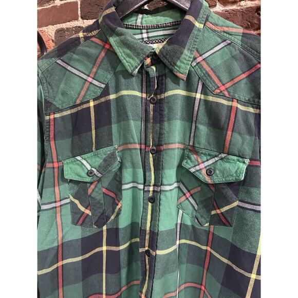 OP Ocean Pacific Vintage Plaid Flannel Shirt XL 90s K Cobain Surf Grunge Cotton - Picture 3 of 6